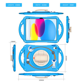 iPad Case Rugged Case with Handle Stand Shoulder Strap for iPad 10th 10.9 Inch 2022-LightBlue