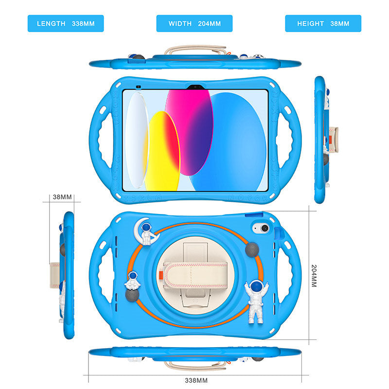 iPad Case Rugged Case with Handle Stand Shoulder Strap for iPad 10th 10.9 Inch 2022-LightBlue