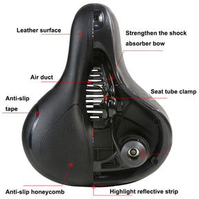 Comfortable Bike Seat Cushion with Dual Shock Absorbing Ball Reflective Strip-BlackBlue