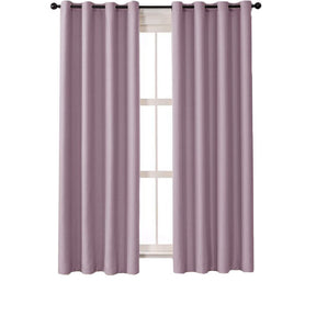 2 Panels Solid Color Blackout Curtains for Living Room-LightPurple