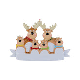 Christmas Hanging Ornament Personalized Reindeer Family of 6