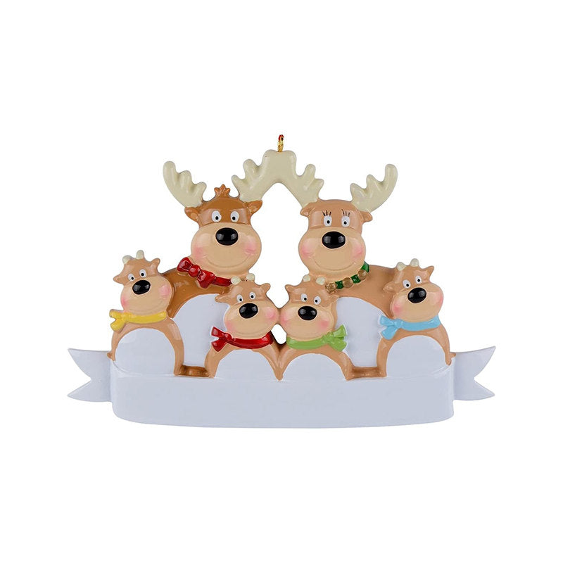 Christmas Hanging Ornament Personalized Reindeer Family of 6