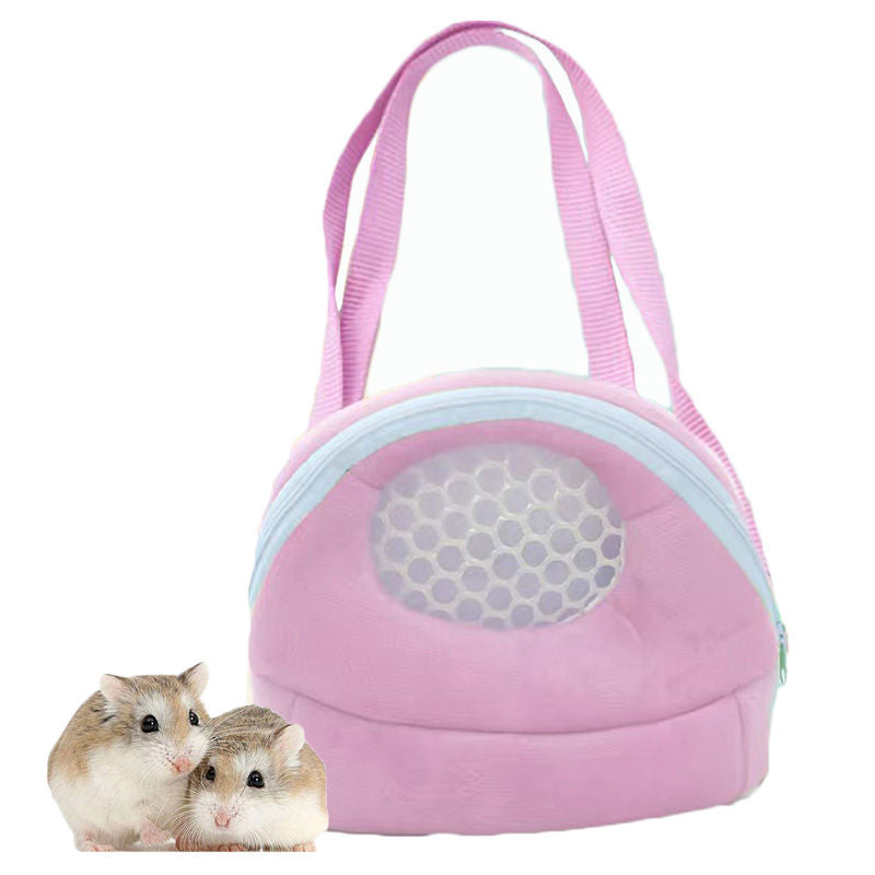 Travel Portable Hamster Backpack With Snacks-Pink