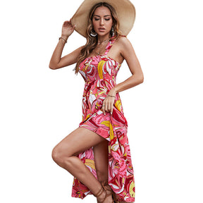 Womens Clothing Summer Floral Sling Dress Sleeveless Strap Flowy for Beach