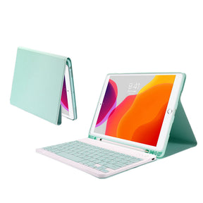 Keyboard Case For iPad Ultra Thin Full-Size Silent With Numeric Bluetooth Wireless Keyboard Pen Slot-Green