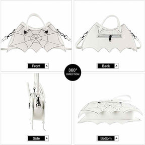 Women Novelty Bat Shoulder Bag Fashion Halloween Handbags-White