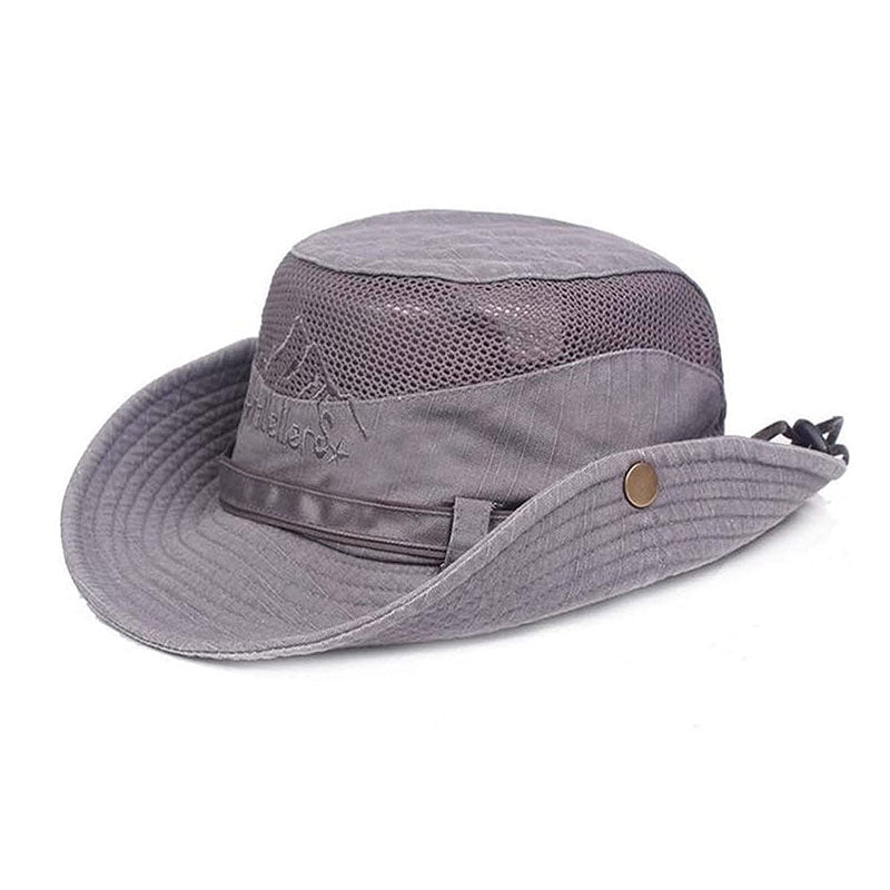 Sun Hat Wide Brim Fisherman Hat Safari Boonie Hat-Grey