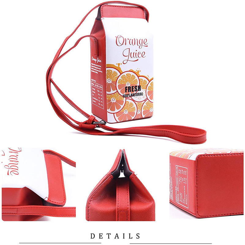 Orange Juice Box Cross-Body Bag Women Phone Shoulder Bags