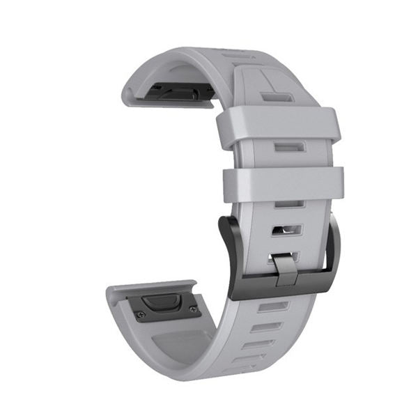 22mm 26mm Sport Silicone Watchband For Garmin Fenix  5Plus/5X Plus Easy Fit Quick Release Starp Black Steel Buckle-Gray