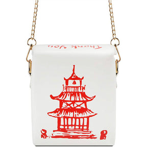 Fashion Crossbody Bag Chinese Takeout Box Style Clutch Bag for Girl-White