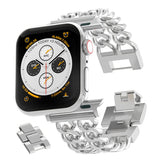 Metal Watch Band Double Chain Alloy Trendy Design for Apple Watch-Silver