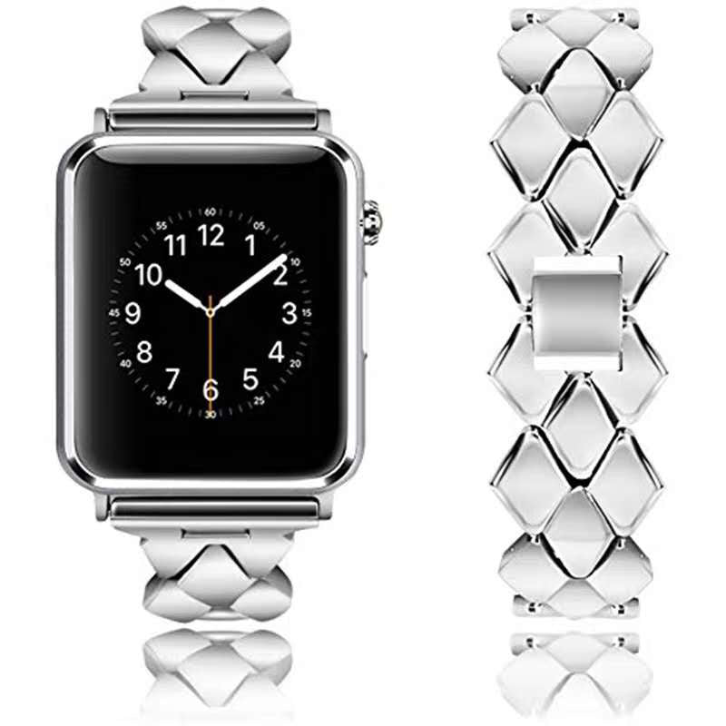 LX Stainless Steel Watch Band Quick Release Wristbands for Apple IWatch Series SE/1/2/3/4/5/6 For Women-Silver