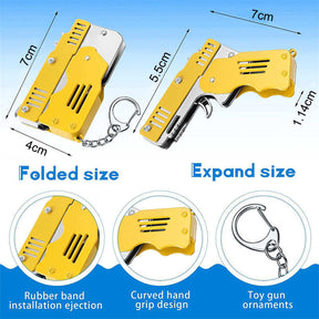 2Pcs Mini Toy Gun Foldable Rubber Band Launcher for Boy Girl-Yellow/Blue