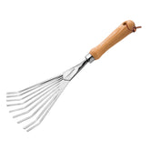 37cm Garden Bow Rake with 5 Steel Tines Hand Tiller Garden Tool for Weeding and Loosens Soil