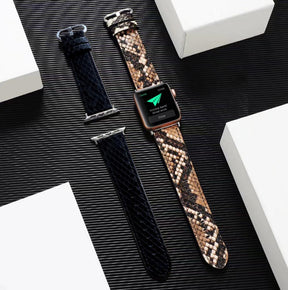 Snakeskin Pattern PU Leather Watch Band Microfiber Design For Apple Watch SE/6/5/4/3/2/1(Black)