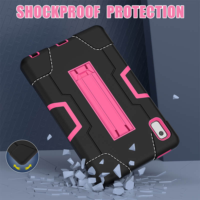 RobotB Rugged Case Shockproof With Holder for Lenovo M9 TB-310FU 2023-Black+Rose Red