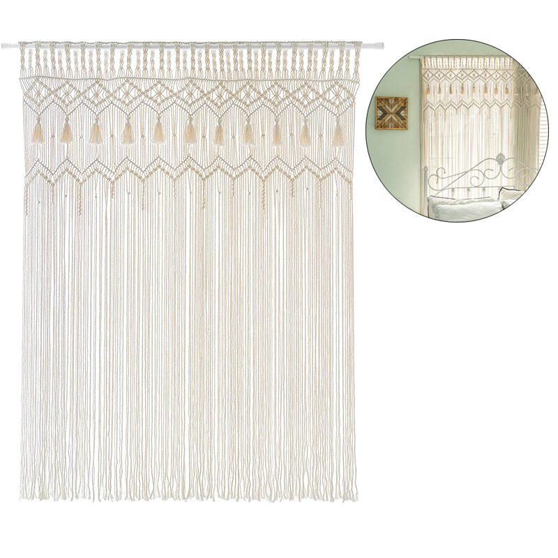 Macrame Curtain Boho Woven Wall Hanging Window Curtains 52''W x 71''L