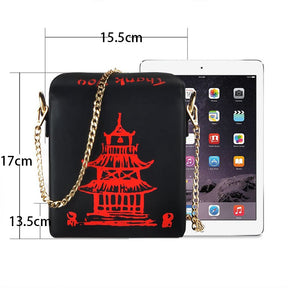 Fashion Crossbody Bag Chinese Takeout Box Style Clutch Bag for Girl-Black
