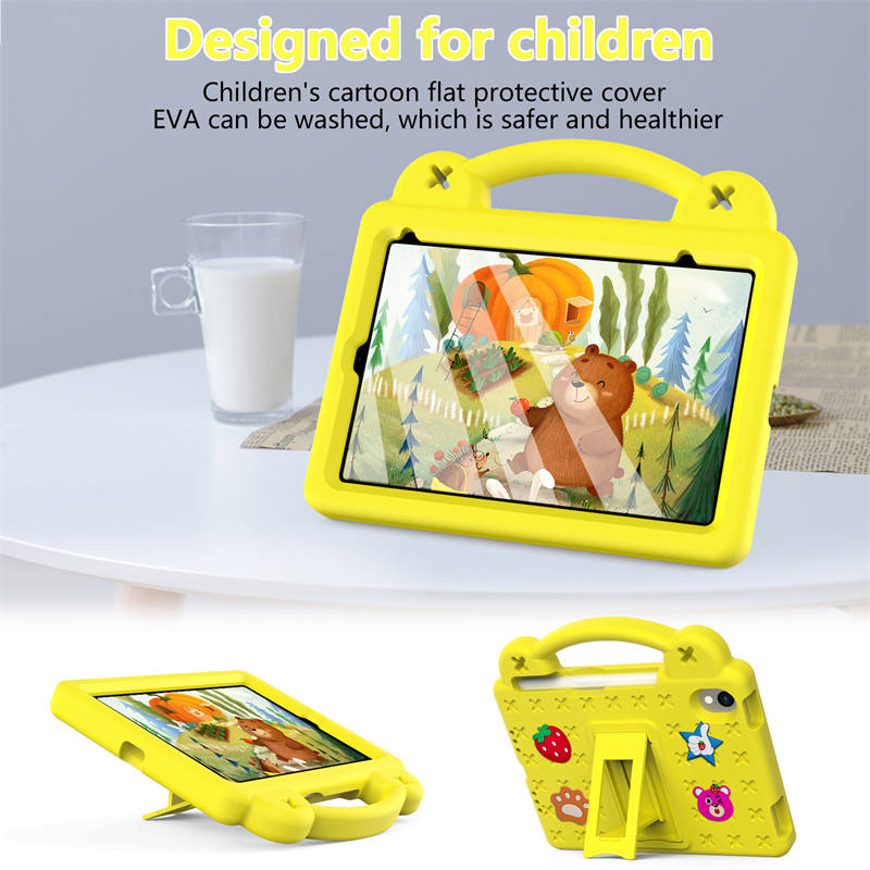 Strawberry iPad Mini 6 Case 8.3 Inch Shockproof Cover with Handle Band Shoulder Strap-Yellow