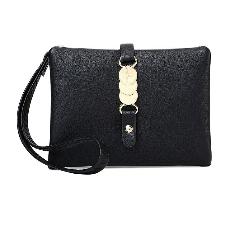 Womens Wallets Small Rfid Bifold Change Purse with Wrist Strap-Black