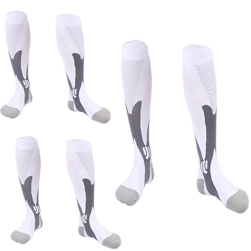 3 Pairs Sport Compression Socks Knee-Length for Nurse Edema Diabetic Sports Socks-White