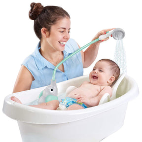 Baby Bath Shower Head Elephant Water Pump with Trunk Spout Rinser for 0-5 Years-Turquoise