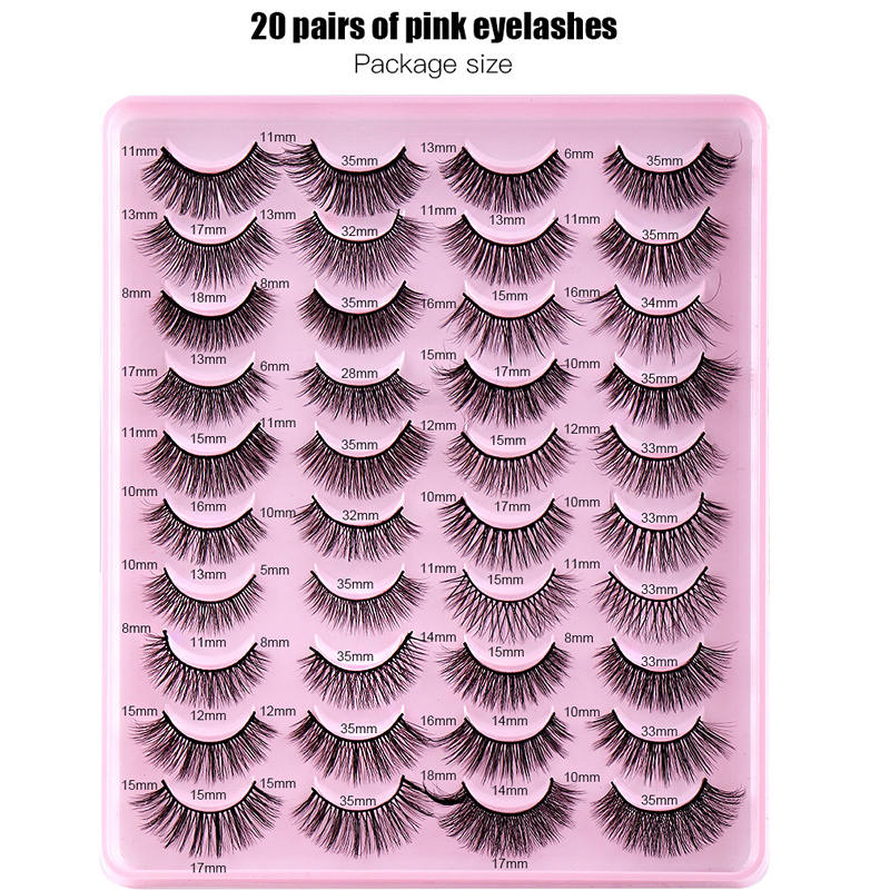 20 Pairs of False Eyelashes Mixed Natural Thick Cat Eye Lashes