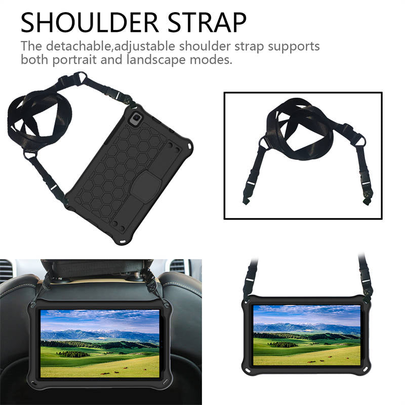 Hive Tablet Case For SamSung Tab A7 Lite 8.7(T220/T225) 2021/Tab A8 (P200/P225) 2019 Durable Stand Cover With Shoulder Strap-Black