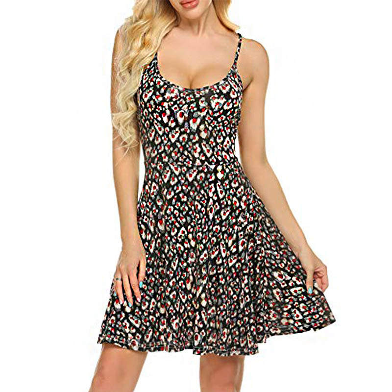 Womens Dress Sleeveless Floral Beach Summer Sundress-Pattern3