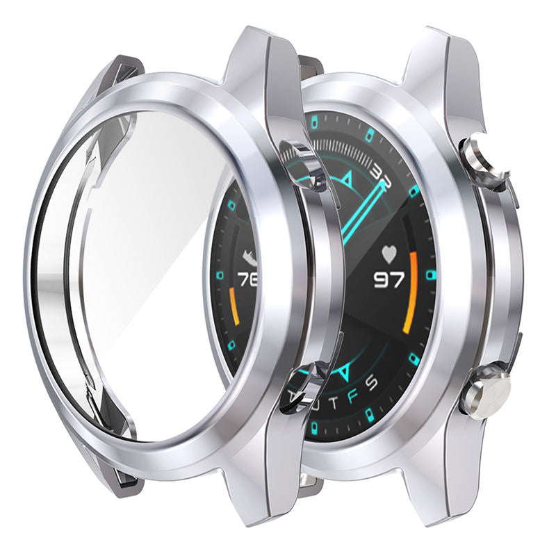 TPU Screen Protector Case For Huawei Watch GT2 42mm&46mm with HD Tempered Glass-GunColor