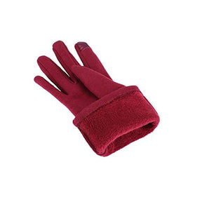 3 Pairs Women Winter Gloves Warm Touchscreen Windproof Gloves-BlackWine RedBrown