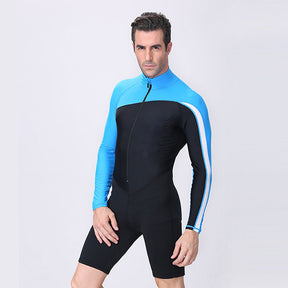 Adore One-Piece Sunscreen Quick-drying Long-sleeved Swimsuit Swimming Trunks For Men-LS606B-Blue