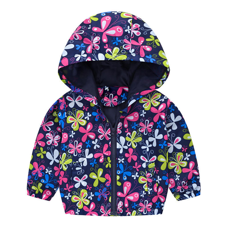 Boys Girls Cartoon Print Zip Lightweight Jacket Hooded Coats Casual Windbreaker-34