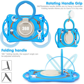 iPad Case Shockproof Case With Handle Stand Shoulder Strap for iPad 9.7 2018/2017/Pro9.7/Air2/Air-Blue