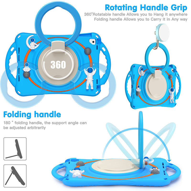 iPad Case Shockproof Case With Handle Stand Shoulder Strap for iPad 9.7 2018/2017/Pro9.7/Air2/Air-Blue