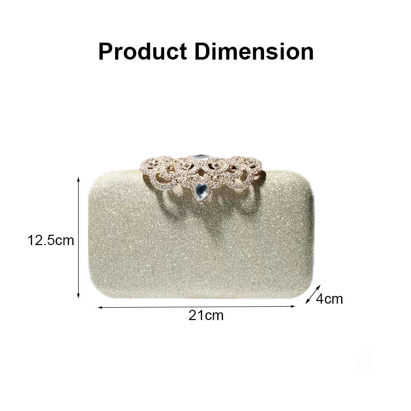 Ladies Rhinestones Clutch Crown Decoration Vintage Evening Bag-Gold