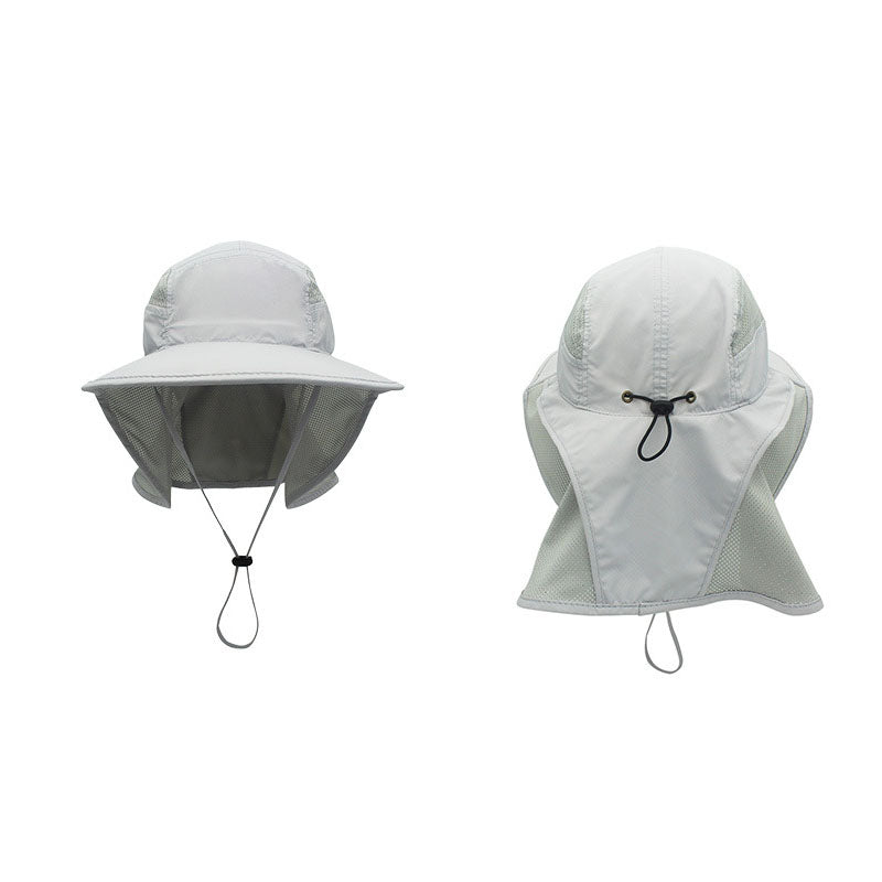 Unisex Outdoor Activities UV Protecting Sun Hats with Adjustable Neck Flap-Light gray