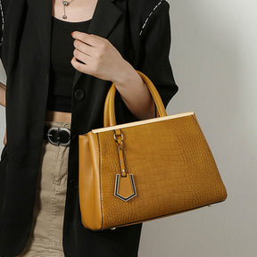 3Pcs Women Tote Bags Large Capacity Crack Design Fashion Purse-Yellow