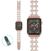 SFJ Watch Band Diamond Rhinestone Stainless Steel Wristbands for Apple IWatch Series 1/2/3/4/5/6/SE For Women-Rose Gold