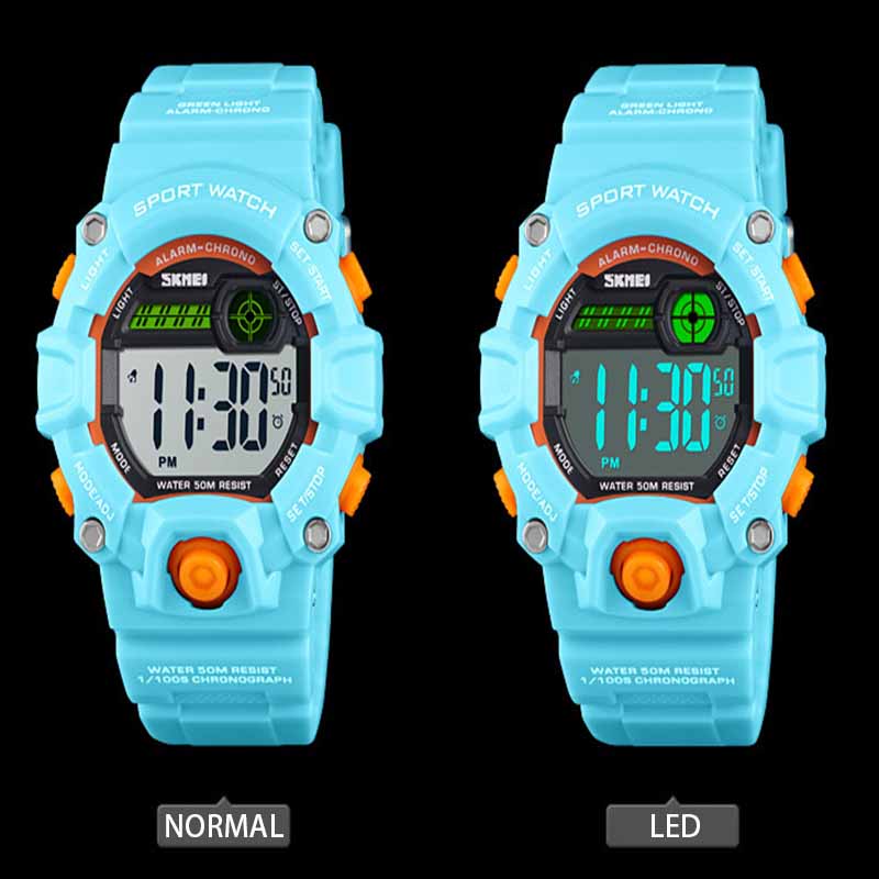 Kids LED Sports Watch Waterproof Digital Electronic Military Wrist Watches-BluePink