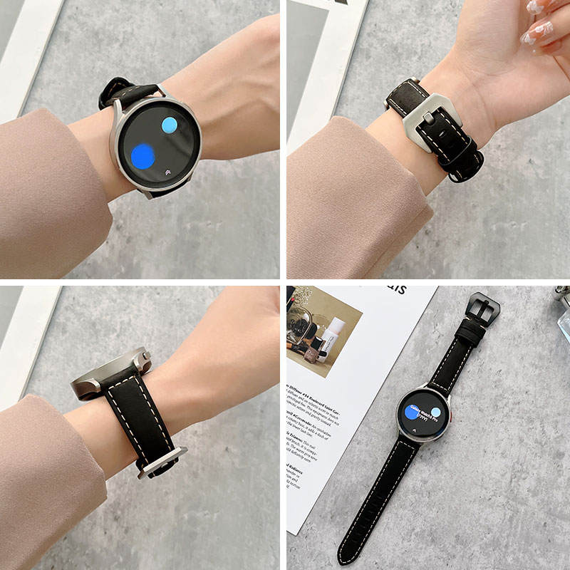 20mm Nubuck Leather Samsung Watch Strap 20mm for Galaxy Watch 4/5-Black