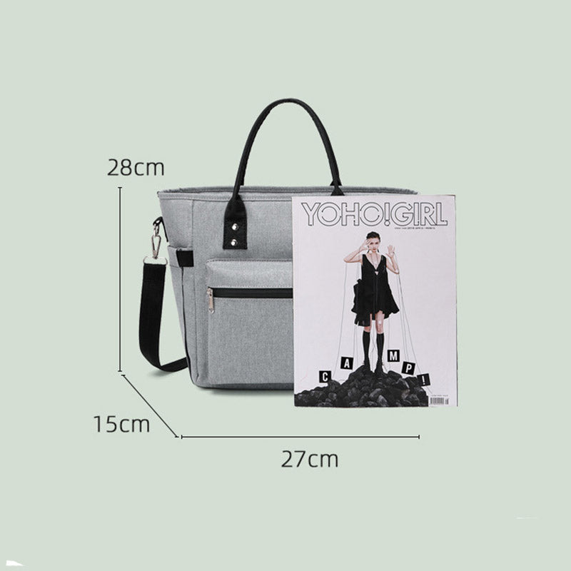 Casual Crossbody Bento Lunch Bag Insulated Multiple Pockets Tote Bag-Grey