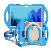 CatB Samsung Tablt Case for Tab A7 10.4  T500/T505/T507/T505N Shockproof Shoulder Strap Handle Stand-Light Blue