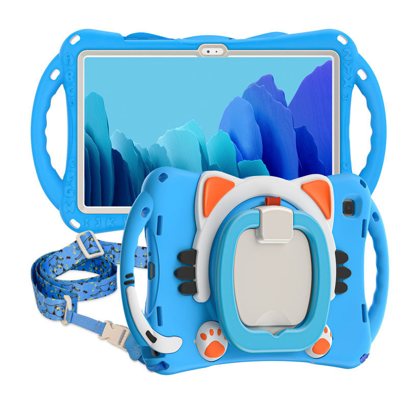CatB Samsung Tablt Case for Tab A7 10.4  T500/T505/T507/T505N Shockproof Shoulder Strap Handle Stand-Light Blue
