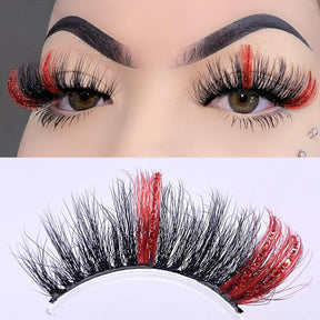 5 Pairs Glitter Mink Lashes Colored False Eyelashes Reusable-SetB