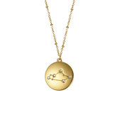 12 Constellation Coin Disc Gold Necklace Engraving Astrology Pendant-Sagittarius