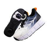 Kids Fashion Double Wheel Roller Skate Shoes Sneakers for Boys Girls-Blackwhite