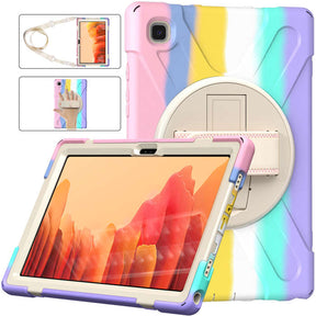 Samsung Tablet Case With Pencil Stand+Rotating Stand+Shoulder Strap For Tab A7 10.4 T500/T505/T507/T505N-Pink