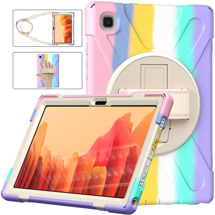 Samsung Tablet Case With Pencil Stand+Rotating Stand+Shoulder Strap For Tab A7 10.4 T500/T505/T507/T505N-Pink