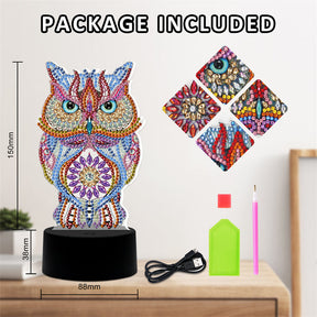 Diamond Painting Lamp,LED Number Painting Kits for Adults Home Decor Art Sets with Tools and USB Cable -Owl
